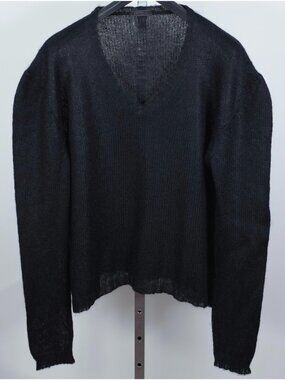 PRADA sweater 54 US 44 mohair deep V neck wide shoulder